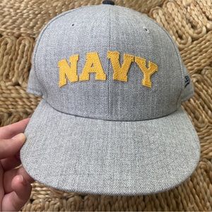 New Era 7 1/2 Heather Gray Navy USNA Embroidered Hat